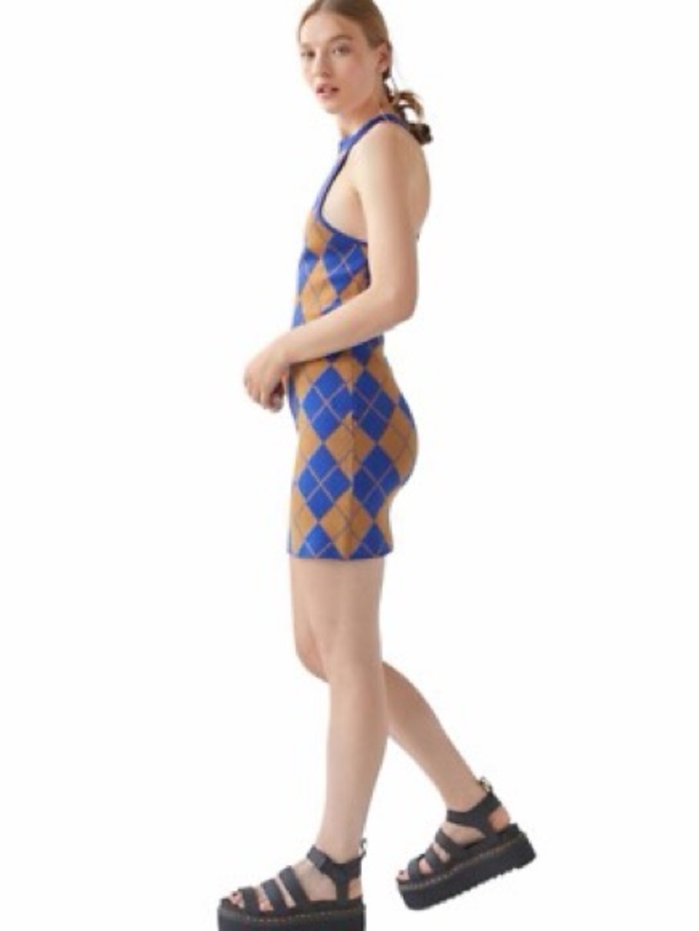 Urban Outfitters Charlie Knit Argyle Bodycon Mini Dress